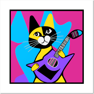 2 tone Guitar Cat Posters and Art